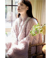 Bai Fu 百福 Hundred Wishes Modern Wei Ming Fur Cross Collar Coat & Velvet Poqun Skirt Set