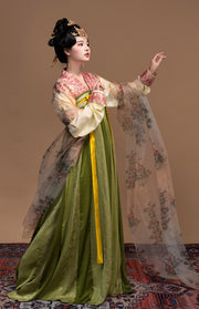 Chen Sha 辰砂 Cinnabar Early Tang Dynasty Restoration Chuiling Beizi Jacket & Poqun Qixiong Skirt Set