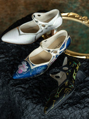 Jinbu Fa 锦步伐 Graceful Pace 1930s Brocade Satin Point Toe Mary Jane Kitten Heels
