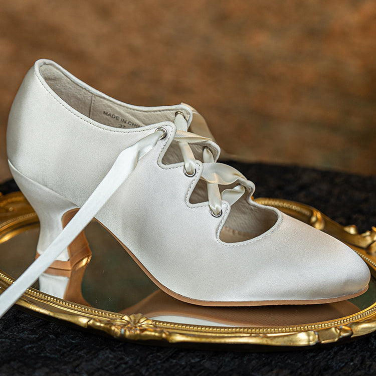 Si Wu 丝舞 Dancing Silk 1910s Genuine Leather Wine Glass Heel Lace Up Shoes