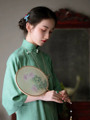 Wulong Cha 乌龙茶 Oolong Tea 1920s Phoenix Jacquard Bell Sleeve Qipao