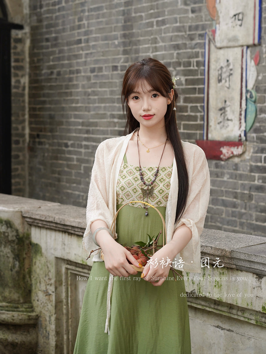 Tuan Yuan 团元 Reunion Modernized Tang Dynasty Qixiong Empire Dress & Cardigan Set