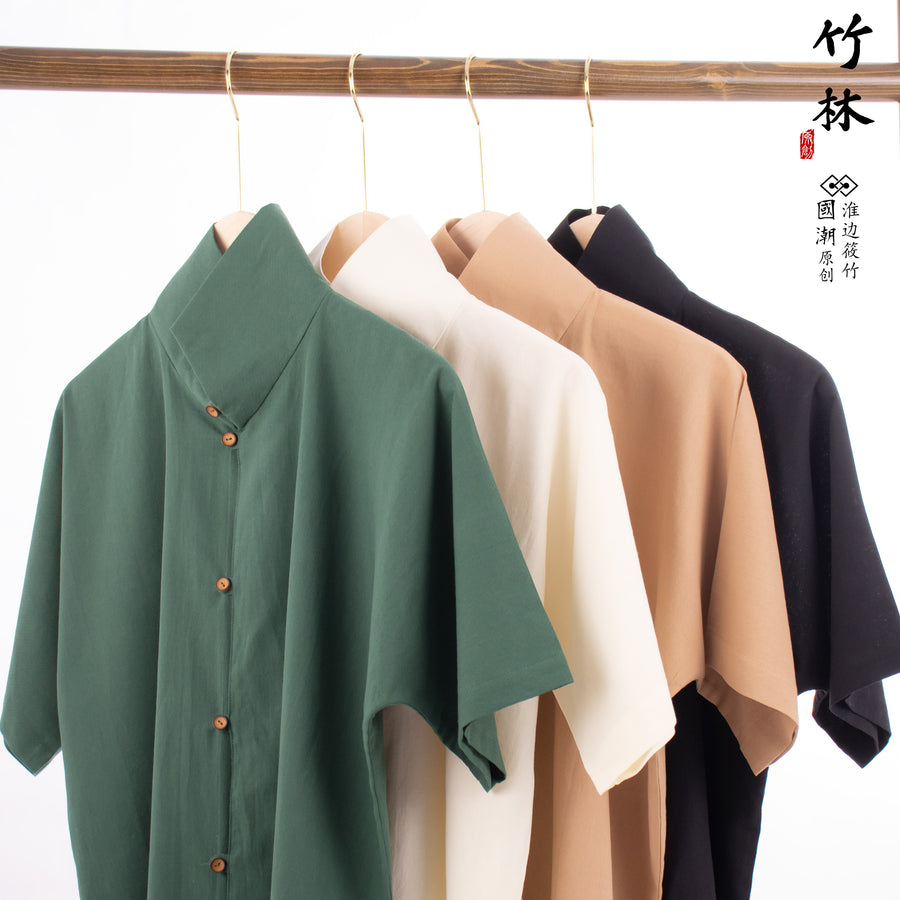 Bolo Bao 菠蘿包 Polo Bun Modern Men's Ming Short & Long Sleeve Cotton Liling Standing Top