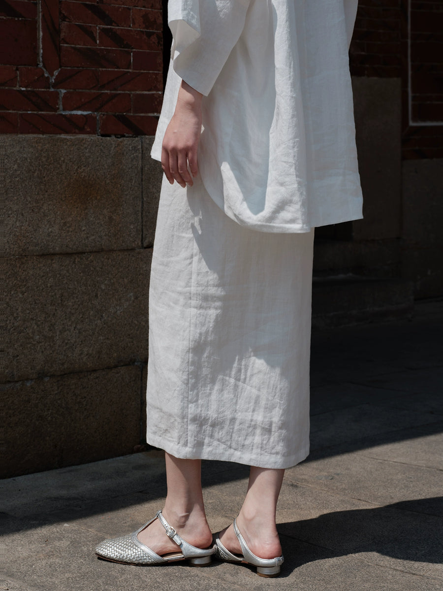 Bei Ke 贝壳 Seashells New Chinese Style Summer Ramie Qipao Top & Skirt Set