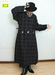 Mo Qi 墨棋 Ink Chess Modernized Early Ming Tweed Pleated Yuanlingpao Round Collar Coat