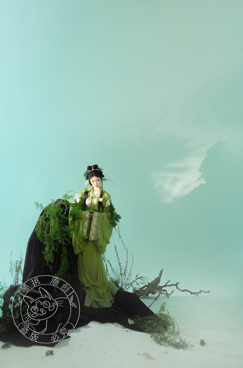 Yu Ying 遇萤 Encountering a Firefly Modernized Warring States Zhiju Straight Hem Robe Set