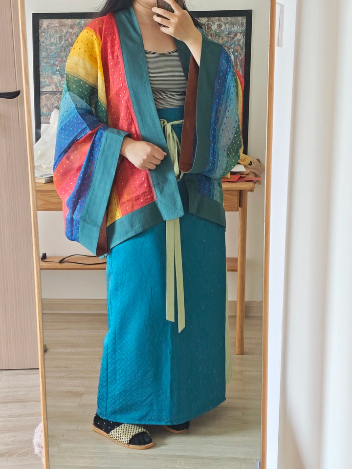 Xing Fu 幸福 Happiness Modernized Song Tang Haoxiu Raccoon Sleeve Top & Two Panel Skirt Set