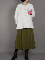 Milk Chocolate 牛奶巧克力 Modernized Ming Plus Size Yuanling Ao Jacket & Midi Mamian Skirt Set