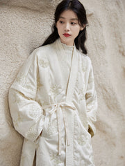 Boxue Xunchun 拨雪寻春 Snow Covered Spring Modernized Song Dynasty Changpao Coat & Wide Leg Pants Set