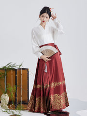 Kong Gu 空谷 Hollow Valley Ming Dynasty Plus Size Floral Feijixiu Top & Mamian Skirt Set