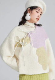 Zhuangse Mudan 撞色牡丹 Contrasting Peony Petals New Chinese Style Teddy Wool Qipao Jacket