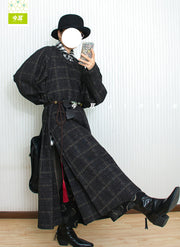 Mo Qi 墨棋 Ink Chess Modernized Early Ming Tweed Pleated Yuanlingpao Round Collar Coat