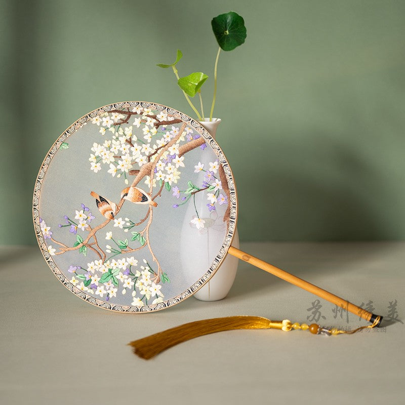 Guqü Tuanshan 古典团扇 Transparent Silk Various Embroidered Round Fans