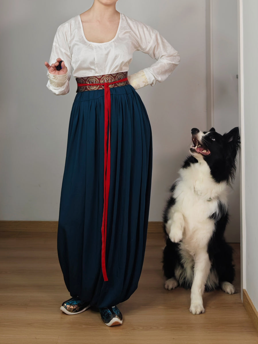 Tuan Ke 团窠 Round Nest Unisex Wei Jin Dynasty Restoration Baizhe Ku Hundred Pleat Lantern Trousers