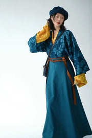 I'm Blue 蓝倒我了 Modernized Jin Dynasty Cotton Jiaoling Poqun Ruqun Set