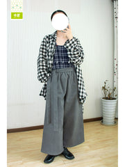 Hui Ge 灰格 Gray Grid Modernized Early Ming Sheep's Wool Tweed Coat & Cotton Denim Trousers