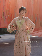 Maomao 猫猫 Kitten Modernized Tang Dynasty Cat Print Yuanlingpao Round Collar Robe