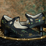 Jinbu Fa 锦步伐 Graceful Pace 1930s Brocade Satin Point Toe Mary Jane Kitten Heels