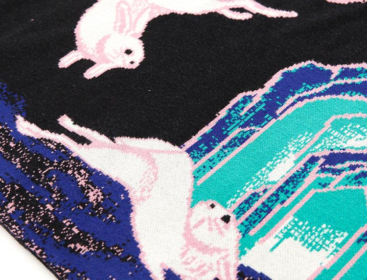 Xi Nao 嬉闹 Frolicking Rabbits New Chinese Style Knit Sweater Vest