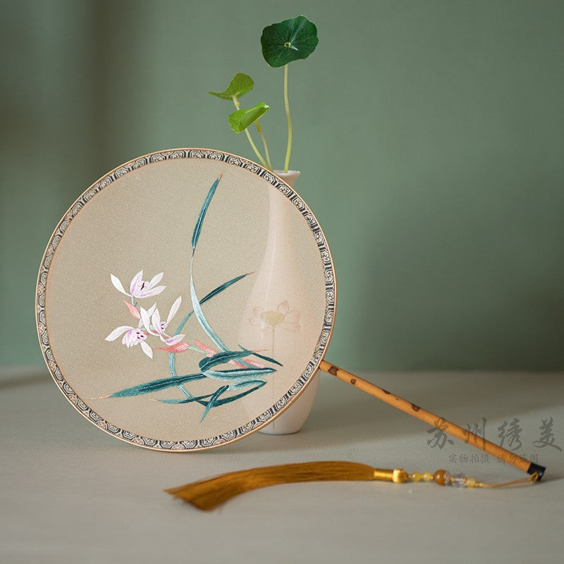 Guqü Tuanshan 古典团扇 Transparent Silk Various Embroidered Round Fans