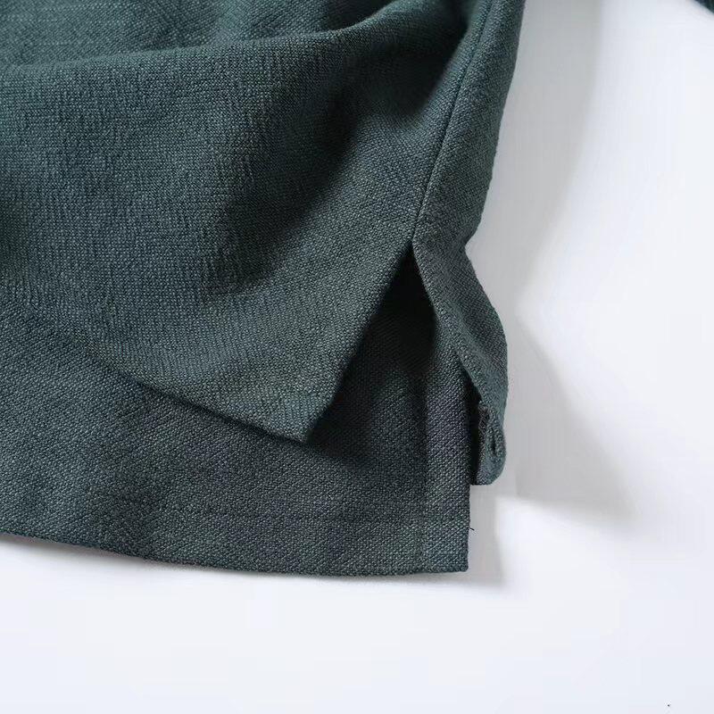 Cha Shan 茶山 Tea Mountain Men's & Unisex Pure Cotton Linen Thick Cross Collar Top