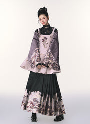 Bouquet in the Mirror 镜中花 Modern Ming Neo Chinese Liling Standing Collar Top & Flared Dress Set