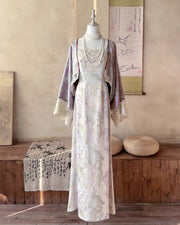 Zi Zhi 紫栀 Purple Gardenia Neo Chinese Lace Hezi Dress & Cardigan Set