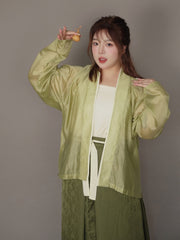 Yazhu 雅竹 Serene Bamboo Grove Song Dynasty Plus Size Feijixiu Top & Sanjianqun Skirt Set