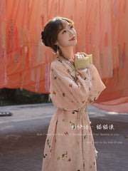 Maomao 猫猫 Kitten Modernized Tang Dynasty Cat Print Yuanlingpao Round Collar Robe