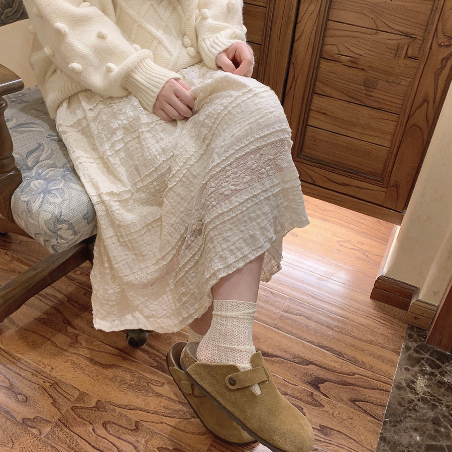 Rice Grain 米豆 Hanyuansu Han Element Cotton Lace Skirt