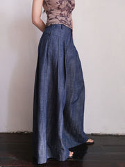 Cai Xing 裁行 Tailored Moves New Chinese Style Cotton Linen Extra Wide Leg Jeans