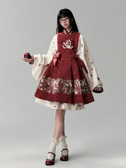 Qiyuan Pinguo 祈愿苹果 Wishing Apple Modernized Ming Tieli Dress & Yuanling Overskirt Set