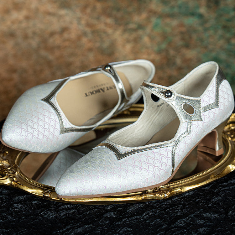 Jinbu Fa 锦步伐 Graceful Pace 1930s Brocade Satin Point Toe Mary Jane Kitten Heels