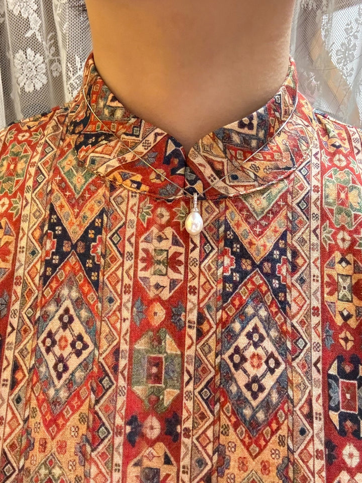 Urban Nomad 城市游牧 Tribal Print Western Sleeveless Pure Cotton Qipao