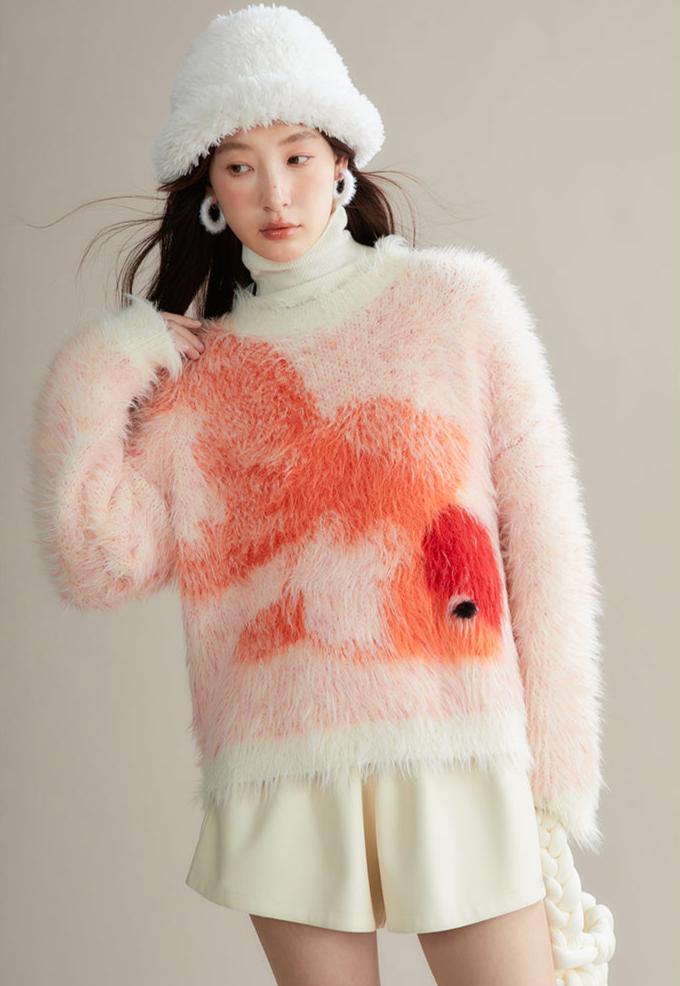 Zhaocao Xiaoli 招财小鲤 Lucky Carp New Chinese Style Autumn & Winter Fuzzy Sweater