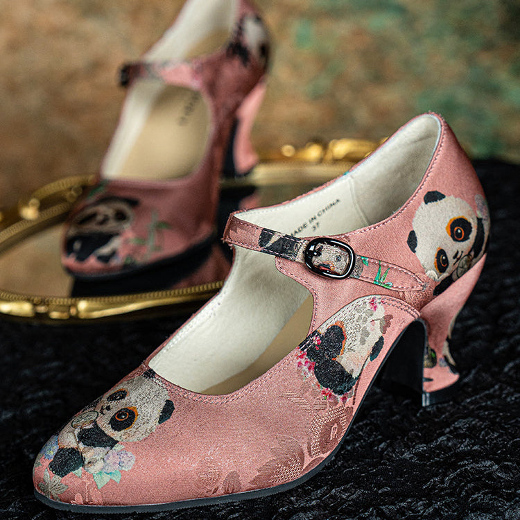 Huayuan Mei 花园妹 Garden Girl 1930s Wine Glass Heel Genuine Leather Mary Janes