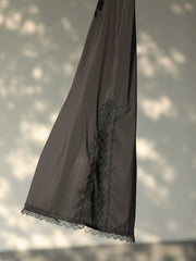 Hei Zhuodian 黑桌垫 Black Doily Lace Trim Qipao Slip Dress Undergarment