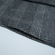 Hui Ge 灰格 Gray Grid Modernized Early Ming Sheep's Wool Tweed Coat & Cotton Denim Trousers