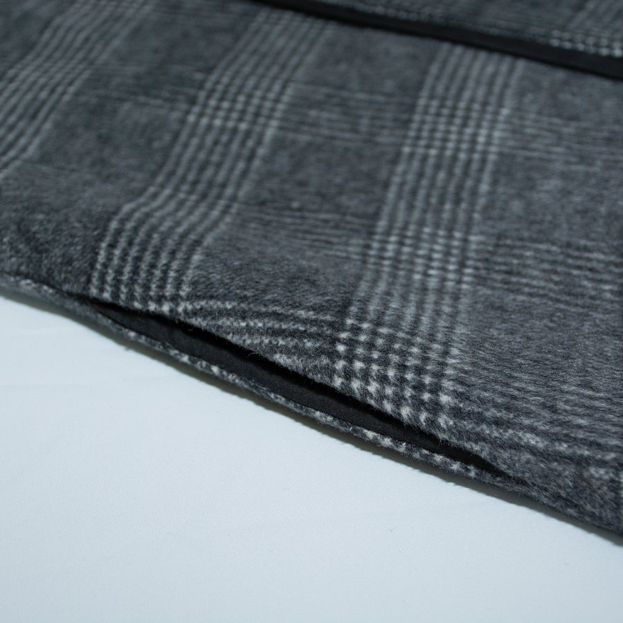 Hui Ge 灰格 Gray Grid Modernized Early Ming Sheep's Wool Tweed Coat & Cotton Denim Trousers