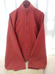 Jiao Tang 焦糖 Caramel Ming Dynasty Pure Cotton Liling Duijin Pipa & Straight Sleeve Standing Collar Top