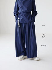 Lan Yan 蓝燕 Blue Songbird Men's New Chinese Style Multi-Pleated Trousers