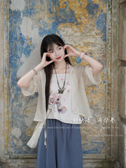 Xin Yu 新语 New Language Modernized Hanfu Parallel Panel Floral Cardigan