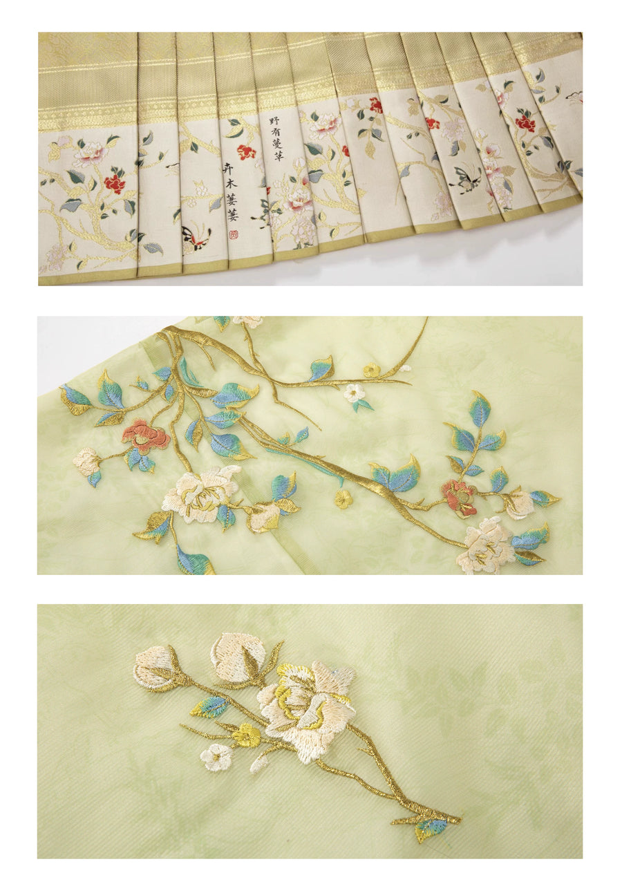 Yeyou Mancao 野有蔓草 Wild Vines Ming Dynasty Embroidered Aoqun Cloud Collar Set
