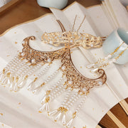 Yi Lang 依兰 Ylang Flower Tang Ming Buyao Dangling Pearl Curved Hair Pin Set