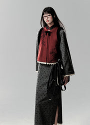 Shaonü Shiji 少女诗集 Pretty Girl Poetry Modern Fleece Lined Long Sleeve Qipao & Fur Bijia Vest Set