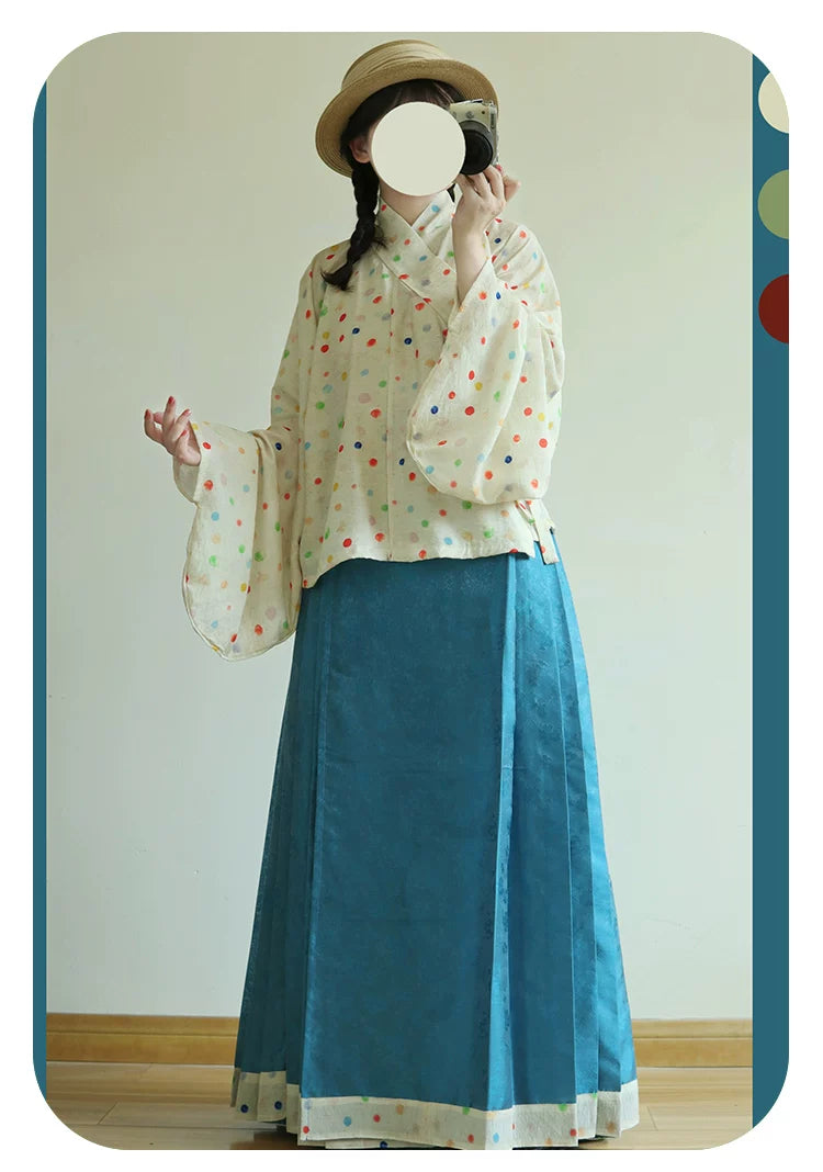 Zhao Munian 朝暮年Twilight Years Modernized Ming Dynasty Bijia Vest & Mamian Skirt Set