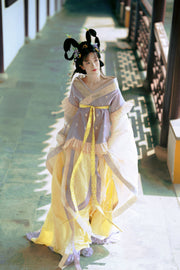 Zhu Zi 朱紫 Scarlet Wisteria Modernized Sui & Northern Southern Dynasty Guiyi Swallow Tail Ruqun Set