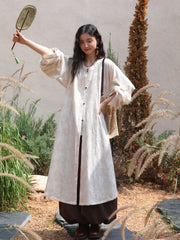 Hei Qiao 黑巧 Dark Chocolate Modernized WeiJin Ming Changshan Cotton Long Top & Lantern Trousers Set