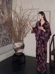 Liuguang Jinyan 鎏光金宴 Gilded Banquet New Chinese Style Batwing Velvet Dress
