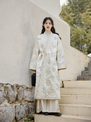 Boxue Xunchun 拨雪寻春 Snow Covered Spring Modernized Song Dynasty Changpao Coat & Wide Leg Pants Set